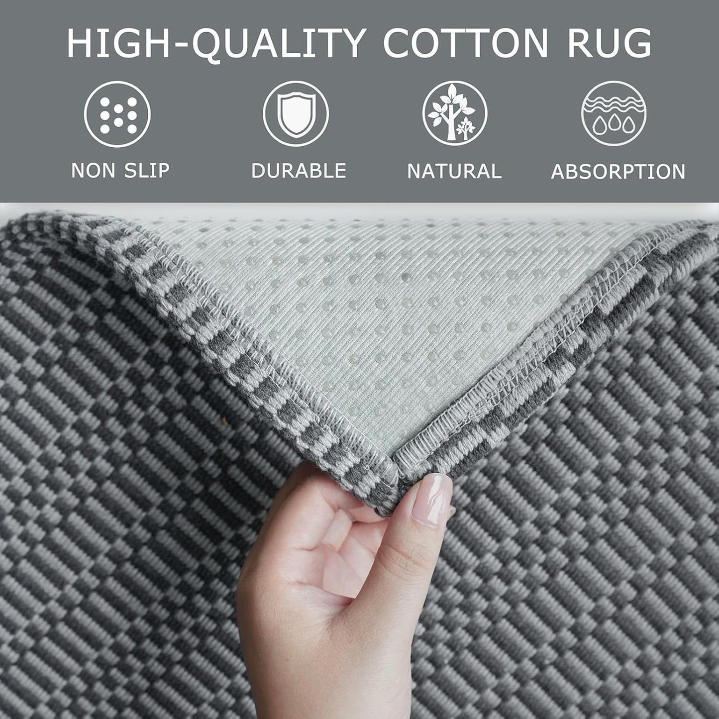 KOZYFLY Washable Runner Rug 3x14 ft Hallway Kitchen Runner Rugs with Rubber Backing Bobo Non Slip Entryway Runner Indoor, Long Carpet Runners for Hall Kitchen Entryway, Grey/Charcoal Grey