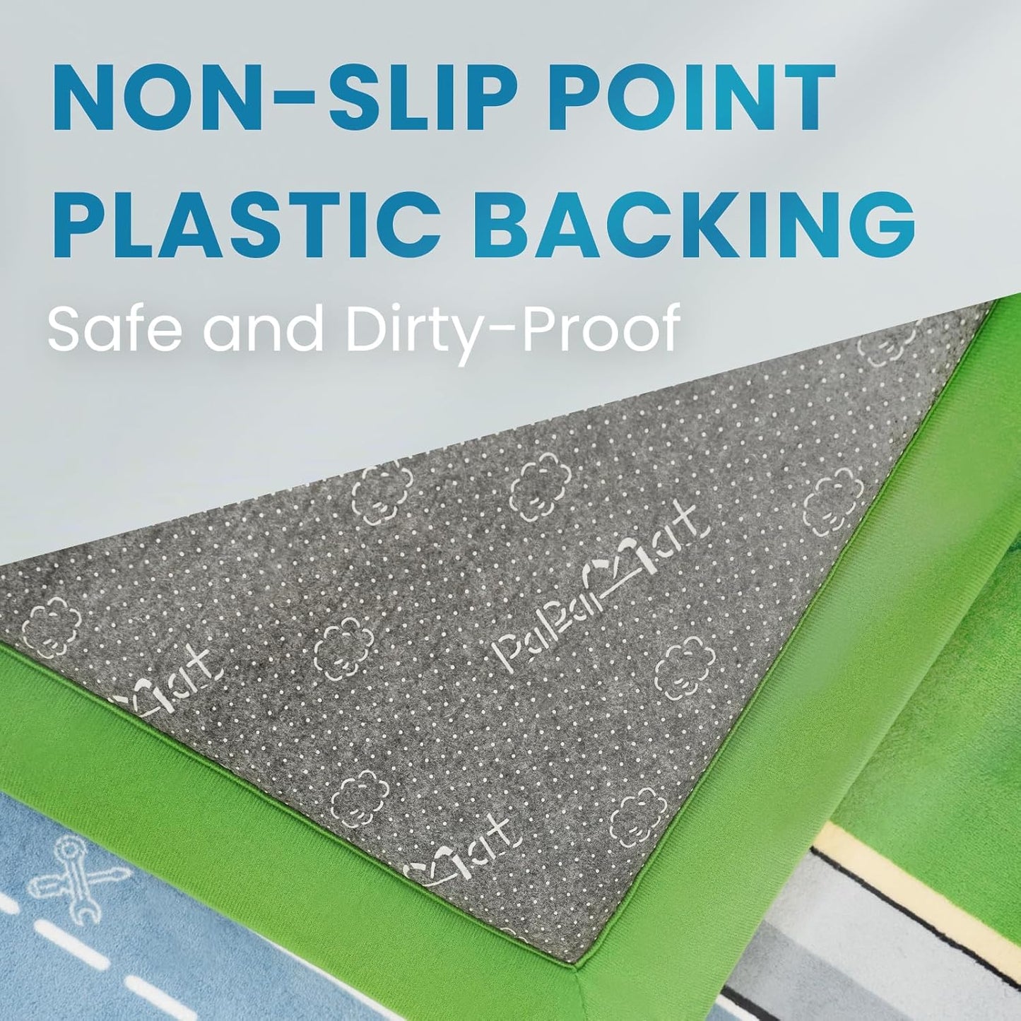 1.3" Thick Educational Baby Floor Play Mat 59x79, Basic Padded Memory Foam Kids Mat, Non-Slip Plush Playmat for Nursery Playroom Classroom (Race Track)