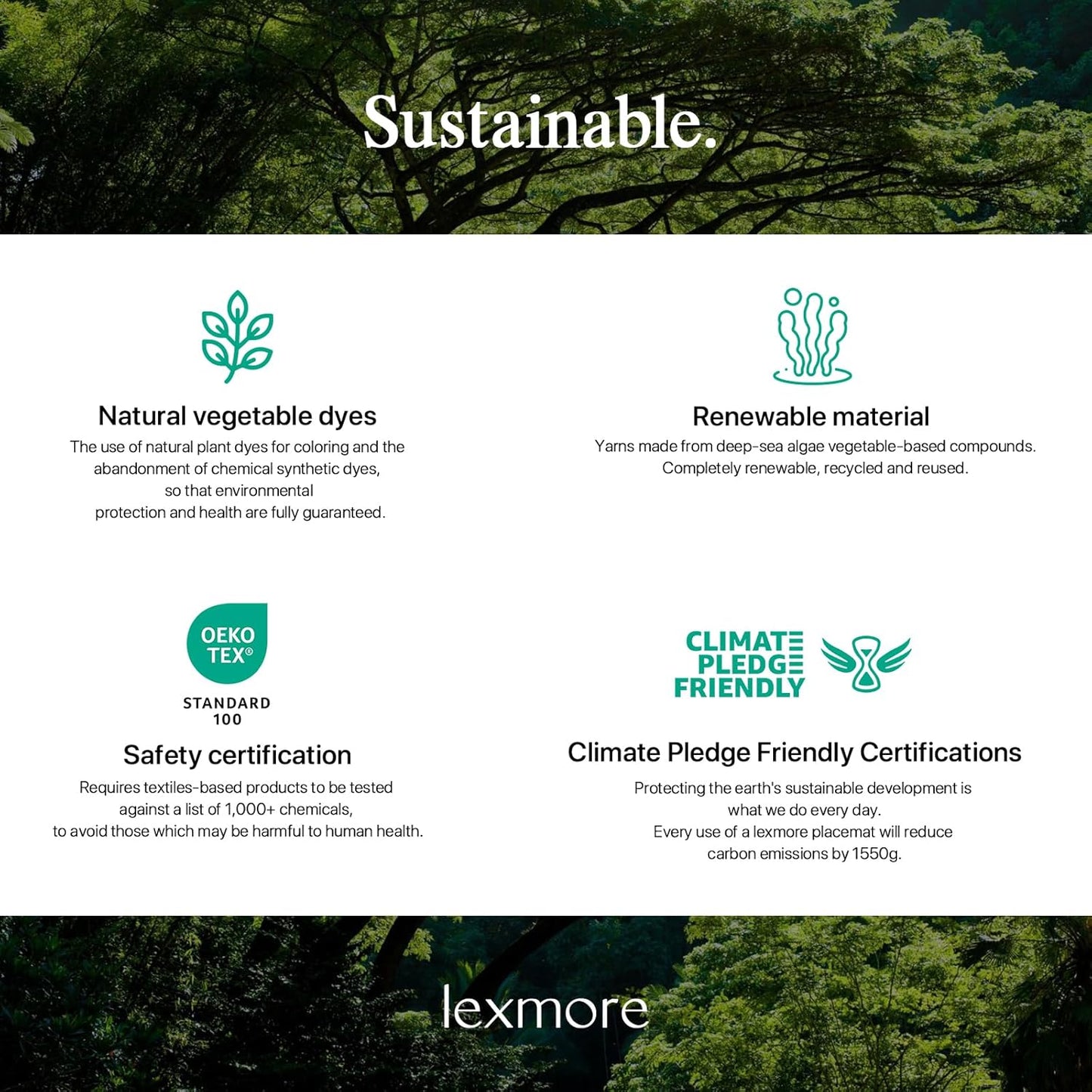 LEXMORE Placemats Set of 12 Vinyl/Plastic Woven Place Mats for Kitchen Table Indoor/Outdoor Washable Placemat Wipeable Dining Table Mats(Pea Green)