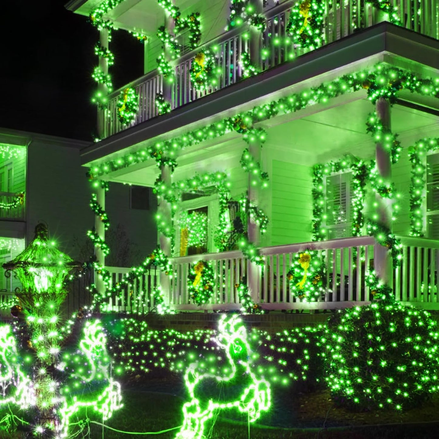 Kwaiffeo Green String Lights: 500LED 164FT 8 Modes Green Lights for Christmas Halloween Alien Decorations Outdoor Indoor