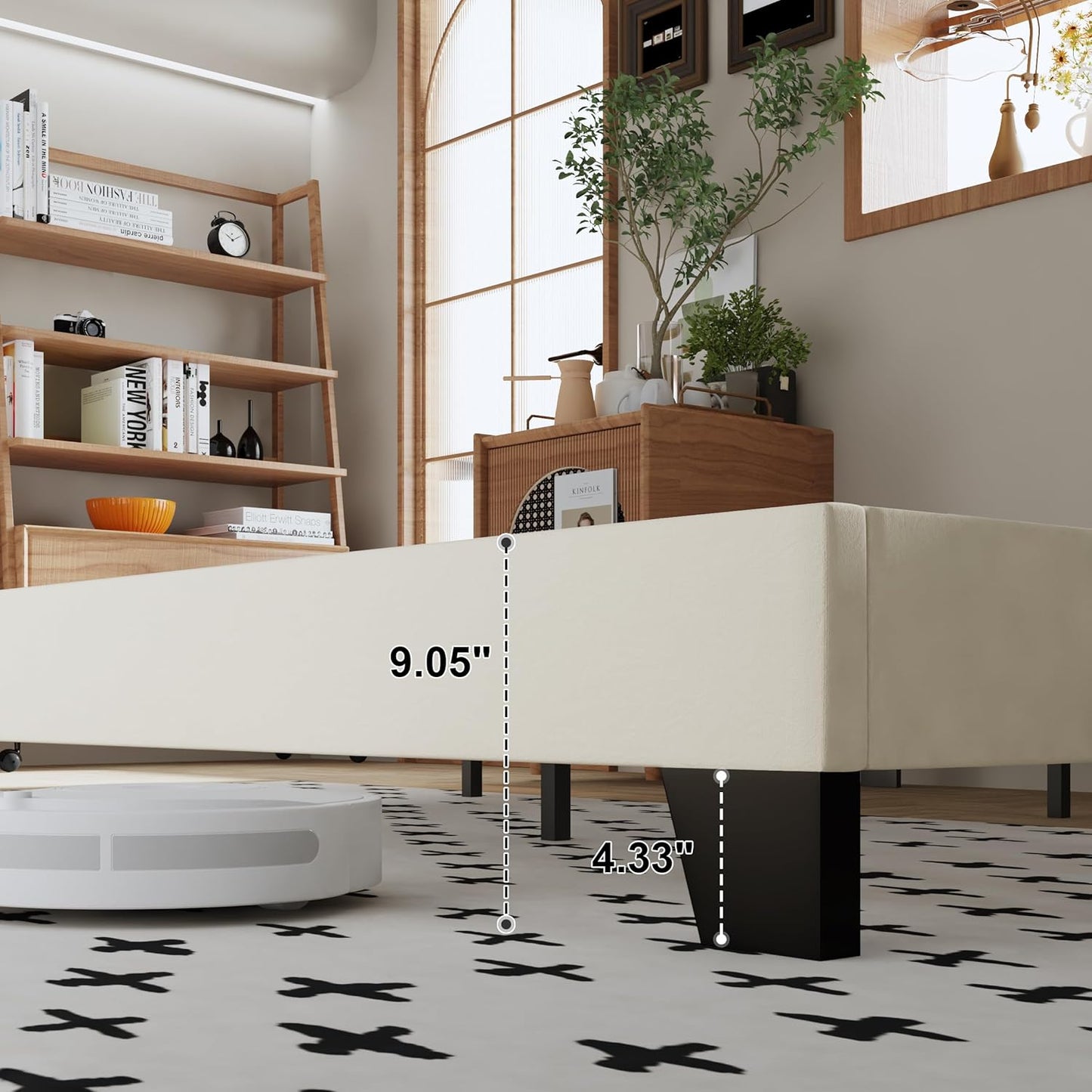 Twin Size Bed Frame with Adjustable Tufted Headboard – Velvet Upholstered Platform Bed, Sturdy Frame & Slats, No Box Spring Needed, Noise-Free, Easy Assembly (Beige, Twin)