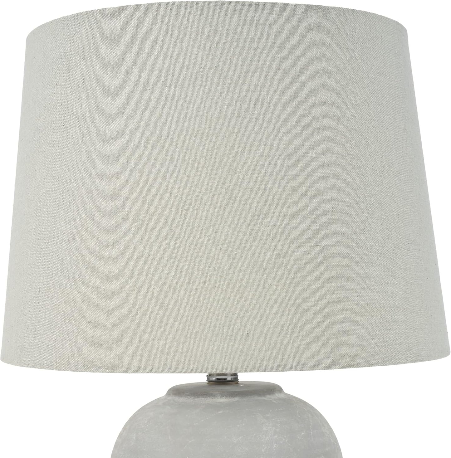 Nourison Home 23" Vintage Grey (White Washed) Ceramic Pot Table Lamp for Bedroom, Living Room, Dining, Office, with Grey Shade