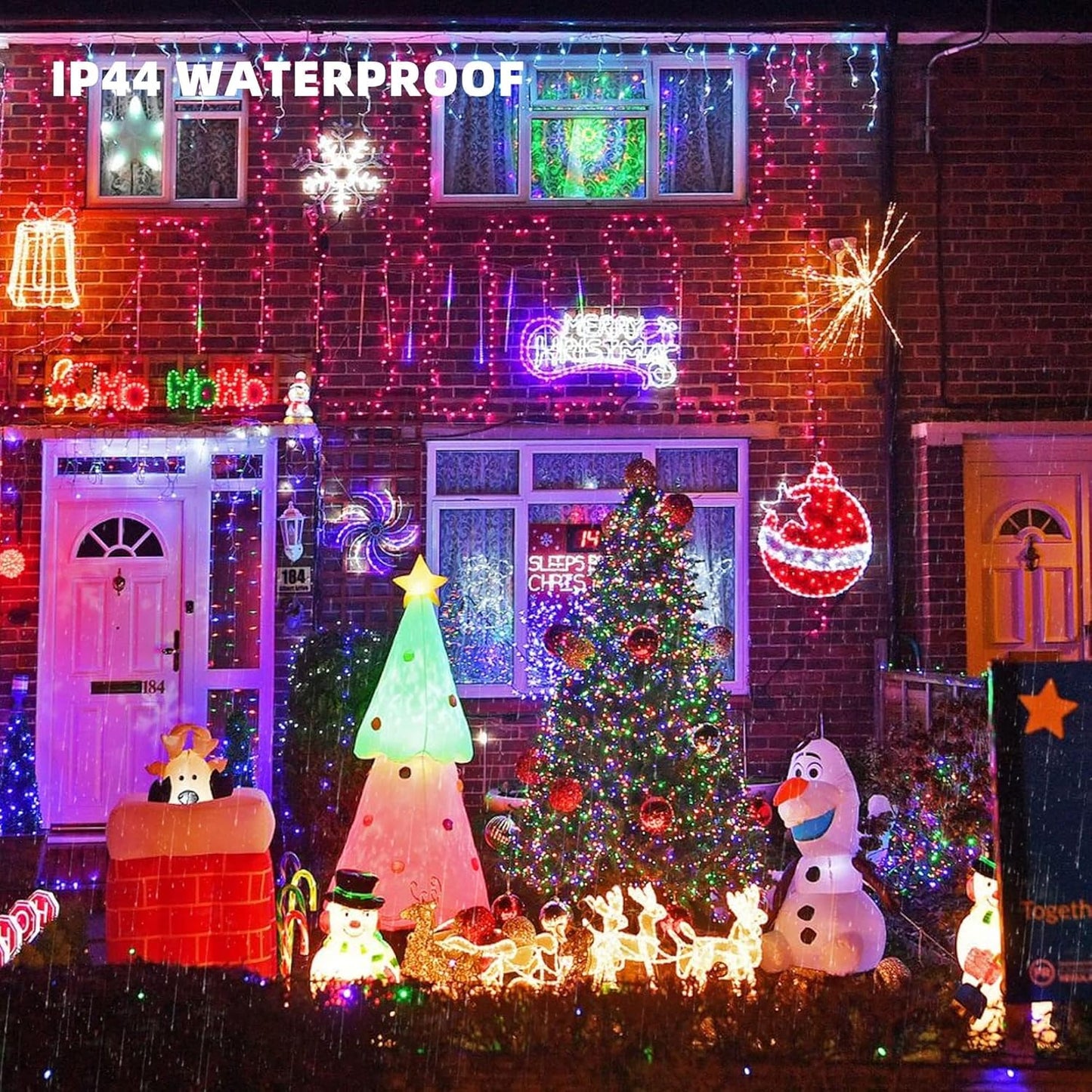 TW SHINE Christmas Lights, 200 LED 66FT Outdoor Christmas Lights Plug in with 8 Modes, Waterproof Light Outdoor, Indoor Xmas Decorations for Party Yard House Decor, Multi-Colored