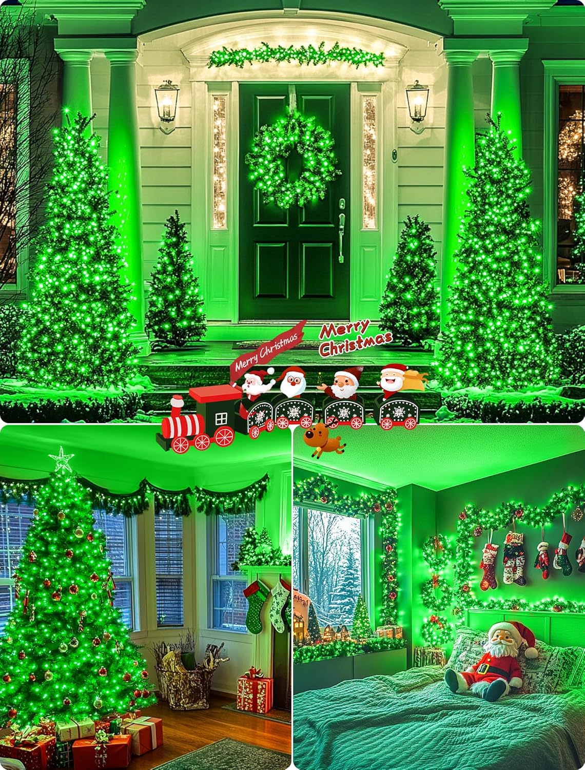 Hopolon St. Patrick's Day String Lights,2 Pack 13FT 50Count Green Mini Lights White Wire,Incandescent Christmas Tree Lights Connectable for Indoor Outdoor Holiday Patio Party Home Decorations