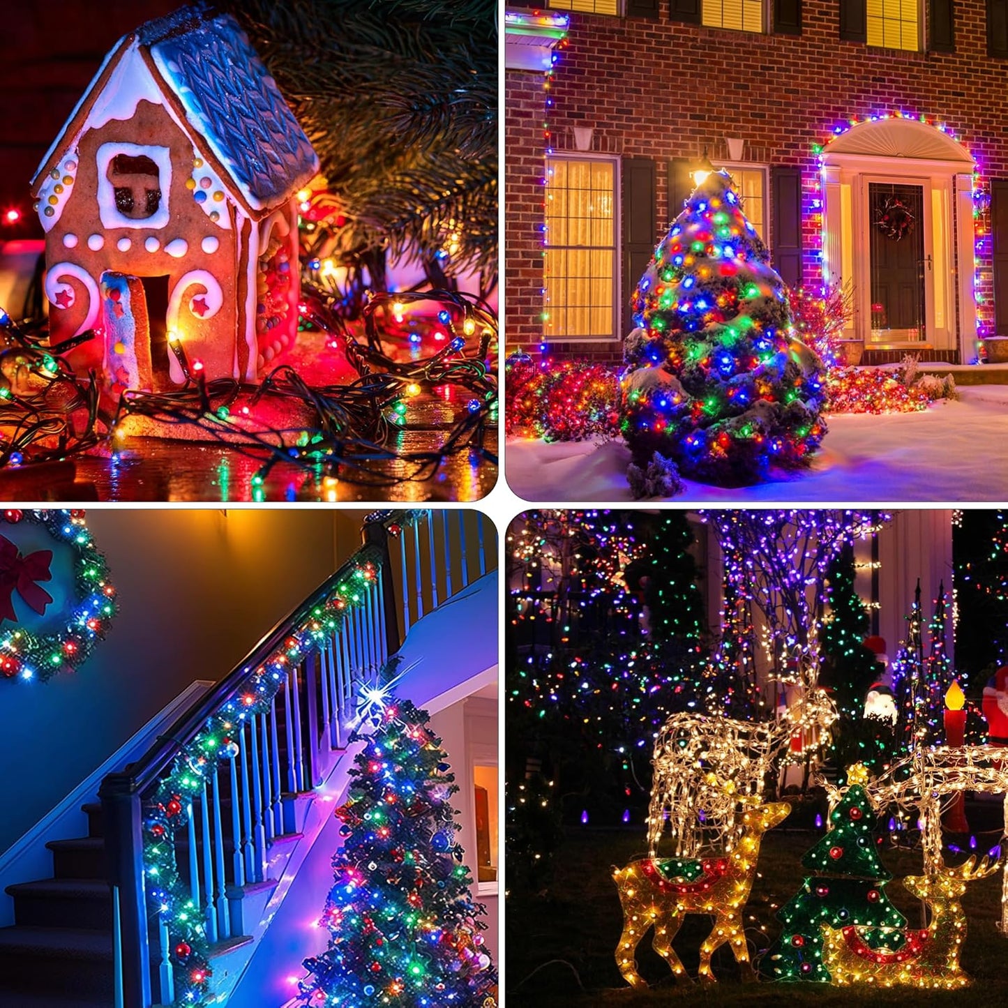 Kwaiffeo Christmas Tree Lights, 100FT 300LED Multi Colored Christmas Lights, 8 Modes Connectable Colored Light for Xmas Tree Halloween Decorations Outdoor Indoor