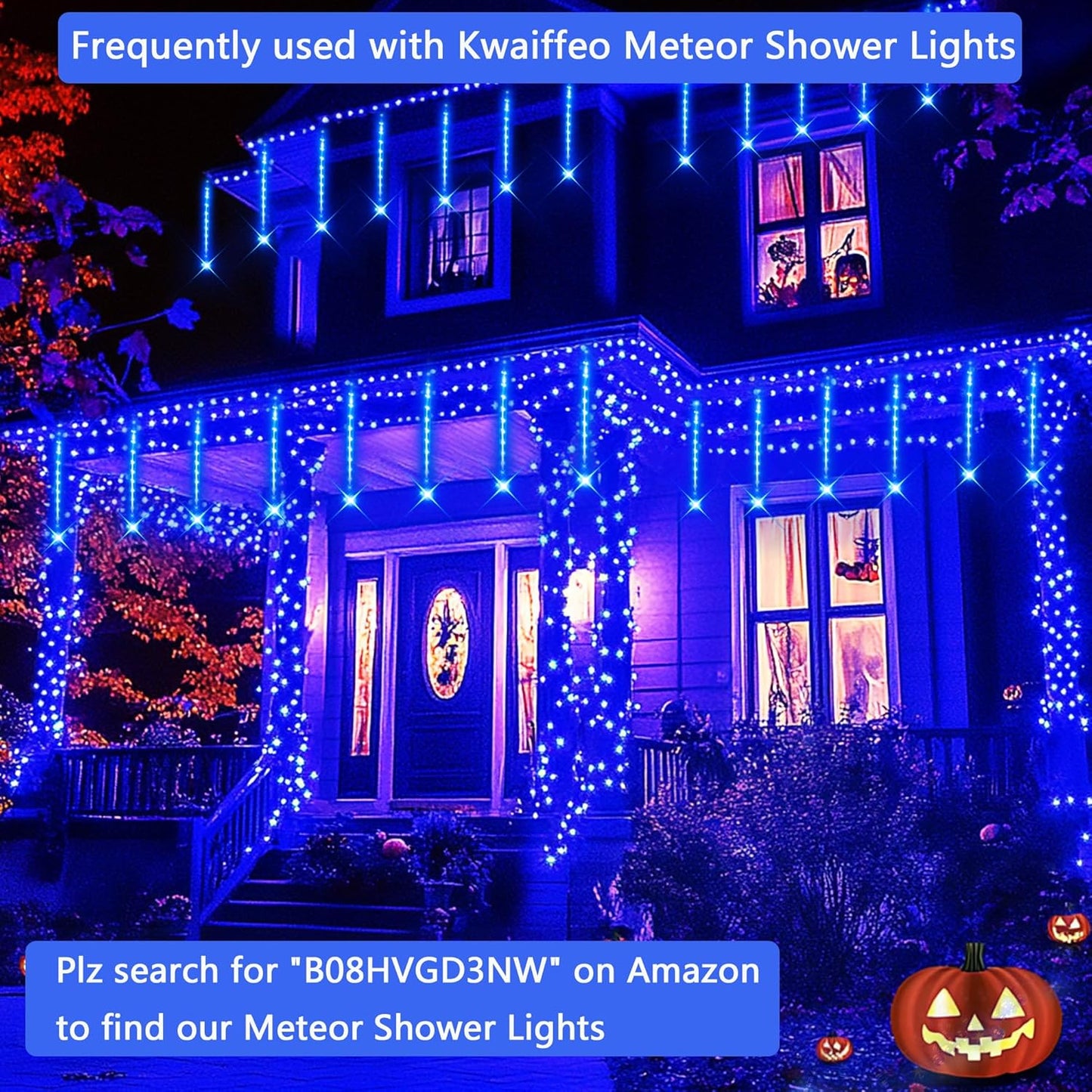 Kwaiffeo Blue String Lights: 500LED 164FT 8 Modes Blue Fairy Lights for Christmas Halloween Decorations Outdoor Indoor