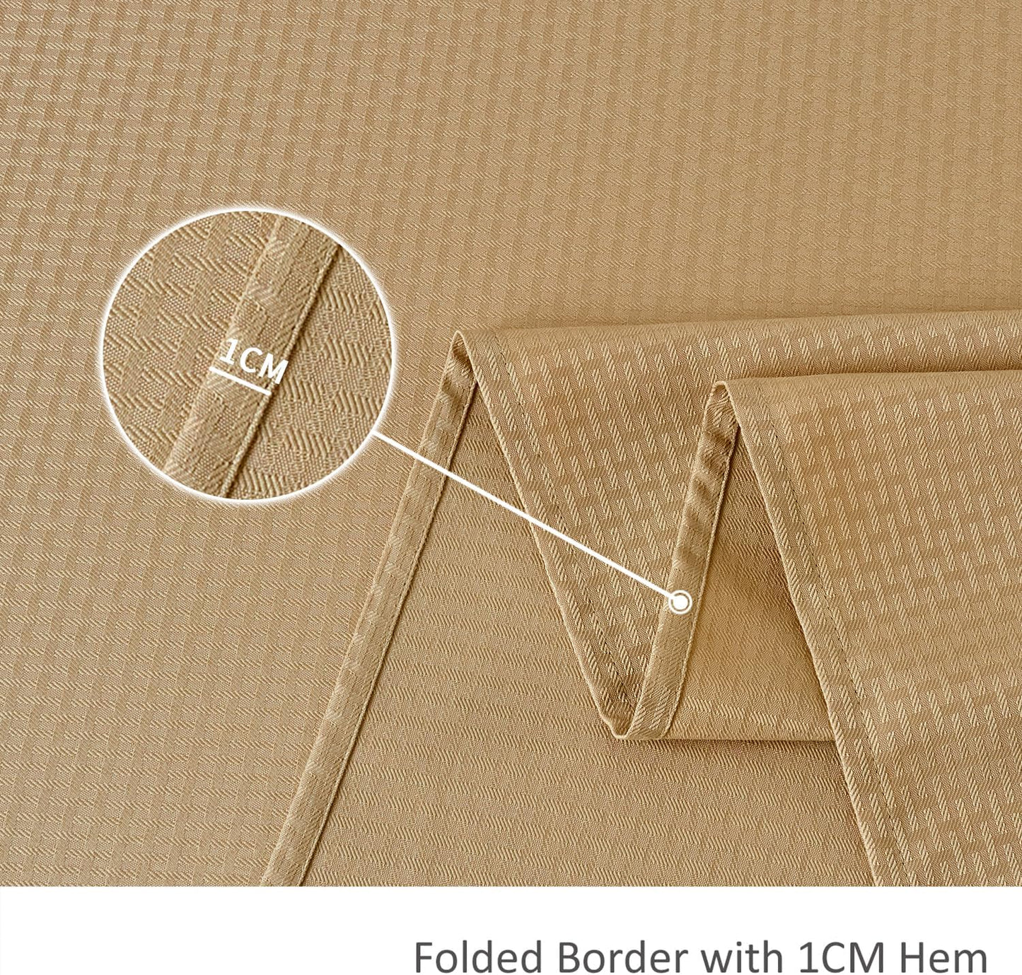 maxmill Rectangle Tablecloth Weaved Pattern Waterproof Spillproof Wrinkle Free Table Cloth, Kitchen Dining Tabletop Decoration, Fabric Table Cover for Holiday Parties, 52 x 70 Inch, Beige