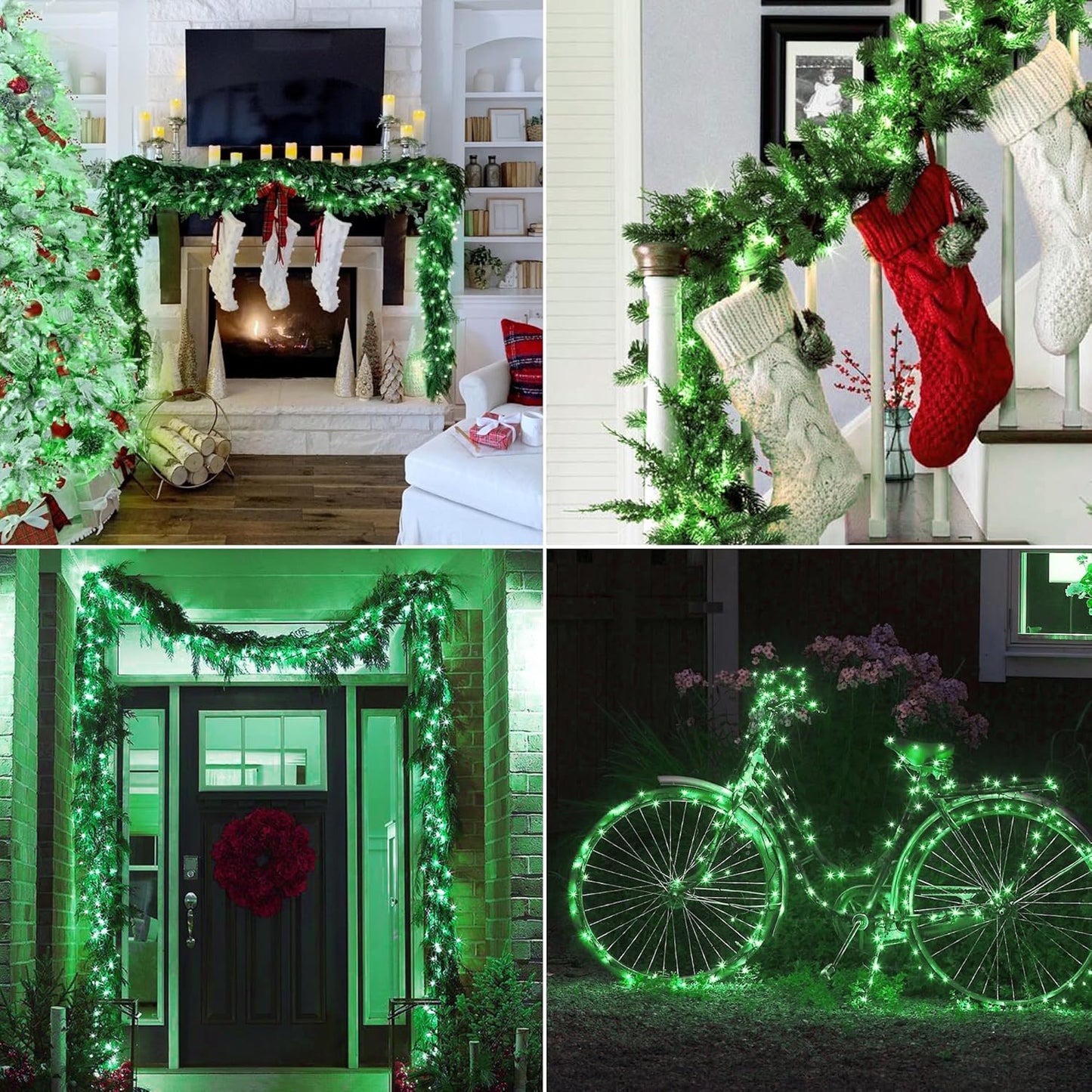 50-Count Green Christmas Tree Lights with Green Wire,13ft Incandescent Bulb Waterproof Fairy Lights๏ผPlug in Mini String Lights for Holiday Decorations, Party, Xmas, Yard, Indoor & Outdoor