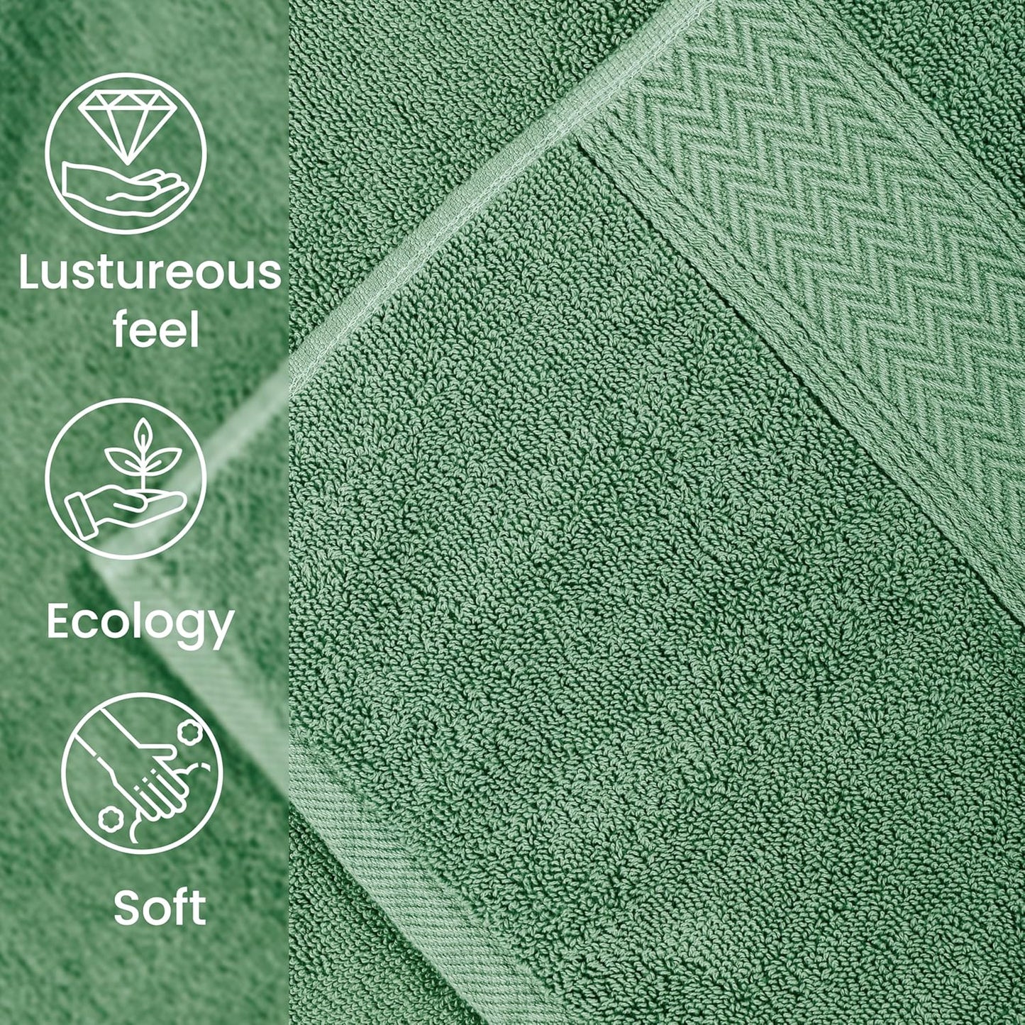 HILLFAIR 600 GSM- 40 x 80 Inches- 100% Cotton 2 Pc XXL Oversized Bath Towel Set- Soft Highly Absorbent Jumbo Bath Sheets Towels Sets- Quick Dry Oversized Sheets Towel Sets for Hotel Spa Pool- Sage