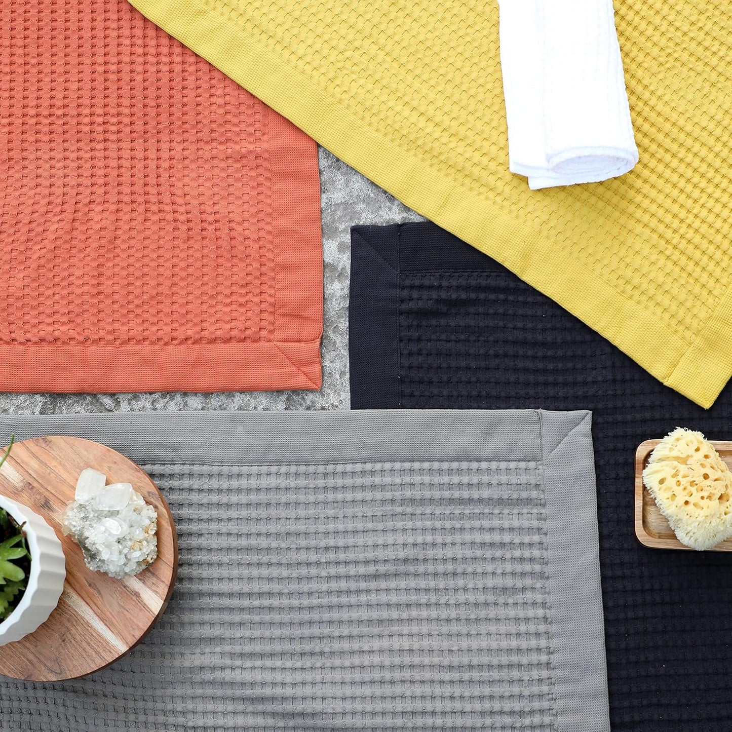 GILDEN TREE Bathroom Mat Absorbent Cotton Quick Dry for Shower, Bath & Bathtub Washable Thin, Modern Style (Stone)