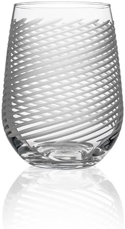 Rolf Glass Cyclone Stemless Wine Tumbler | 17 Ounce Set of 2 | Proudly Made in the USA | Large Engraved Wine Glasses | Lead-Free Glass