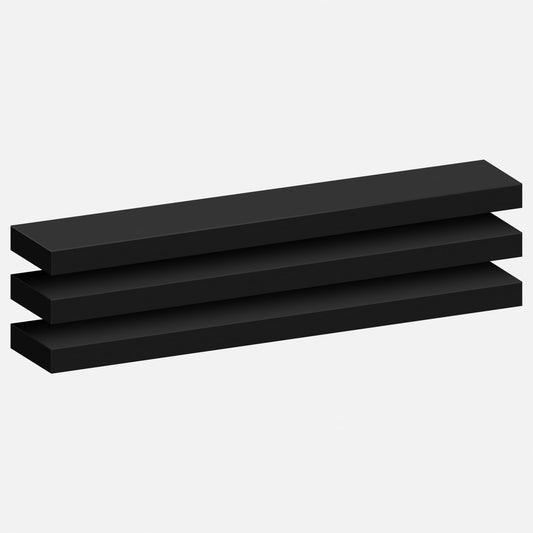 Homeforia Black Floating Shelves 36 inches Long, High End Solid Real Wood 36 inch Floating Shelf for Wall Mounted, Black Wooden 36in Floating Shelves, Heavy Duty Bracket, 36 X 6.5 X 1.75 in, Set of 3