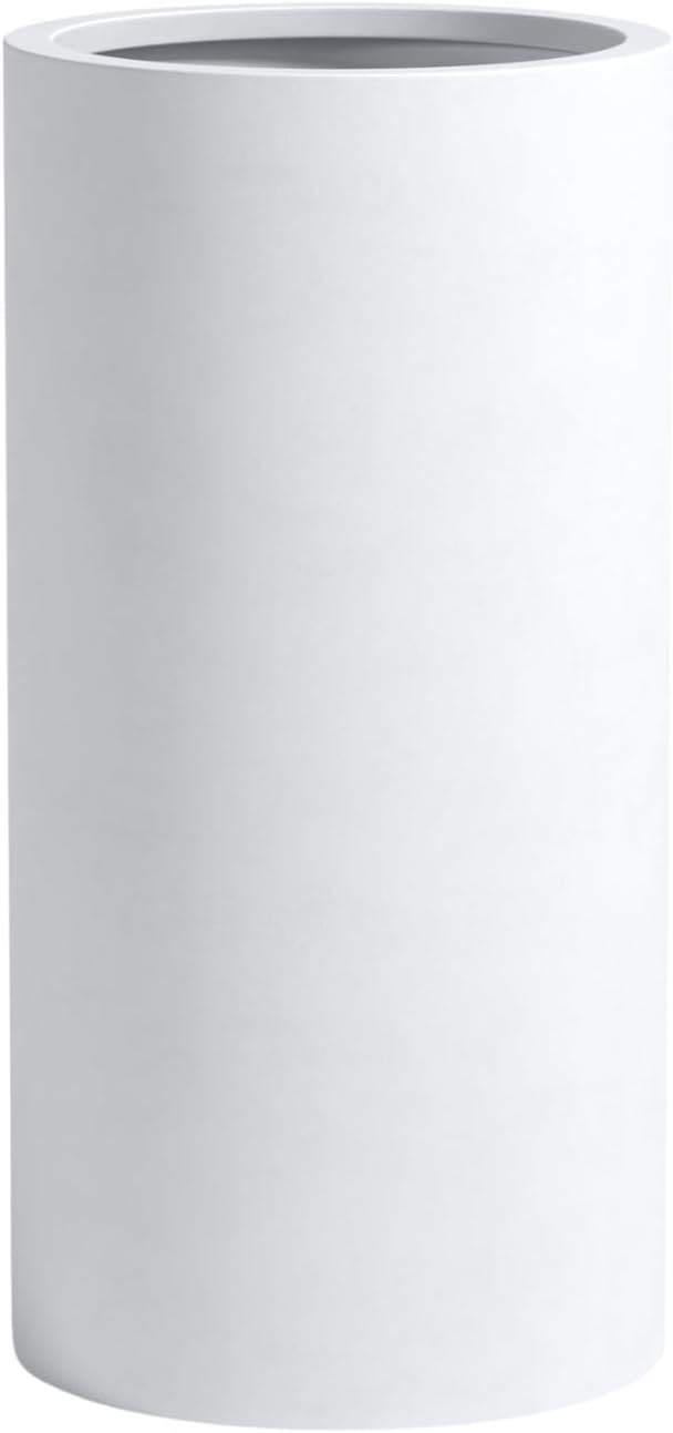 DTY Signature Mount Oxford Tall Outdoor Planter - Large White 31.5 Inch Height Modern Tall Planter Pot for Indoor & Outdoor Spaces - Stylish Planter for Contemporary Homes and Gardens