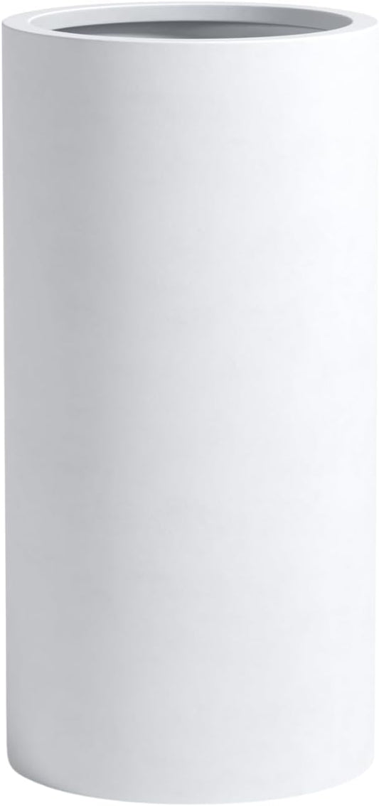 DTY Signature Mount Oxford Tall Outdoor Planter - Small White 15.7 Inch Height Tall Planter Pot for Indoor & Outdoor Spaces - Stylish Planter for Contemporary Homes and Gardens