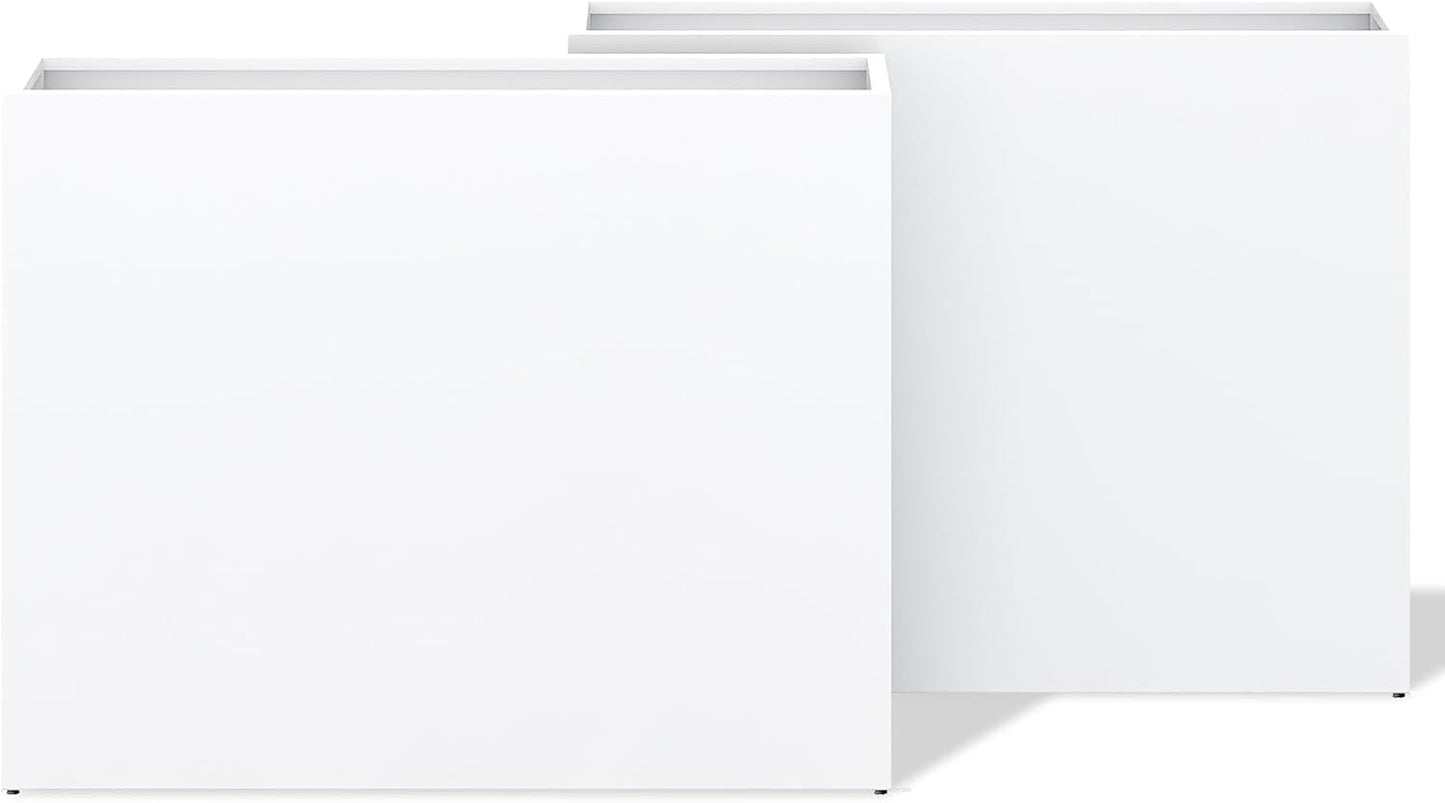 Set of 2 Outdoor Planters 38"W x 10.2"D x 30"H- Tall Rectangular Planters for Outdoor Patio/Porch, All-Weather with Anti-dumping Kit, Durable Galvanized Steel, Modern Design for Plants, Flower