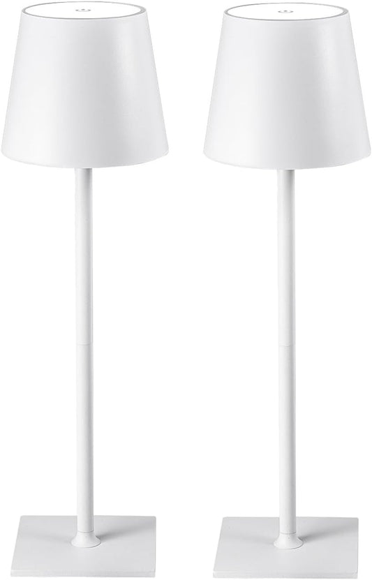 2 Pack Cordless Table Lamps, 3 Colors Stepless Dimming, 5000mAh Rechargeable Battery LED Desk Lamp for Bedroom/Couple Dinner/Desk/Cafe/Dining Room/Terrace