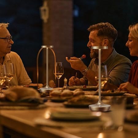 Cordless Table Lamp Rechargeable - 6000mAh LED Battery Operated Table Light - Portable Touch Dimmable Outdoor Waterproof Table Lamps for Patio Restaurant Dining (2 Bronze)