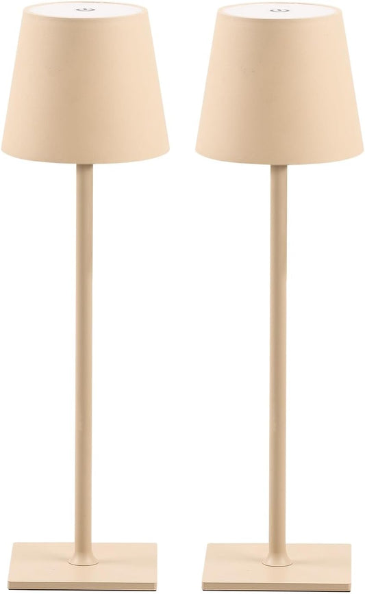 2 Pack Cordless Table Lamps, 3 Colors Stepless Dimming, 5000mAh Rechargeable Battery LED Desk Lamp for Bedroom/Couple Dinner/Desk/Cafe/Dining Room/Terrace