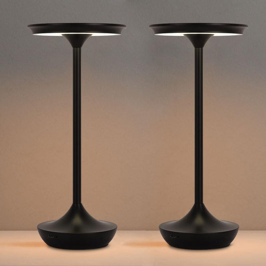 EJQ Cordless Table Lamp Rechargeable, 6000mAh Battery Operated LED Table Lights Outdoor Portable Touch Dimmable Table Lamp for Bedroom Patio Cofee Restaurant Dining Home Set of 2-Black