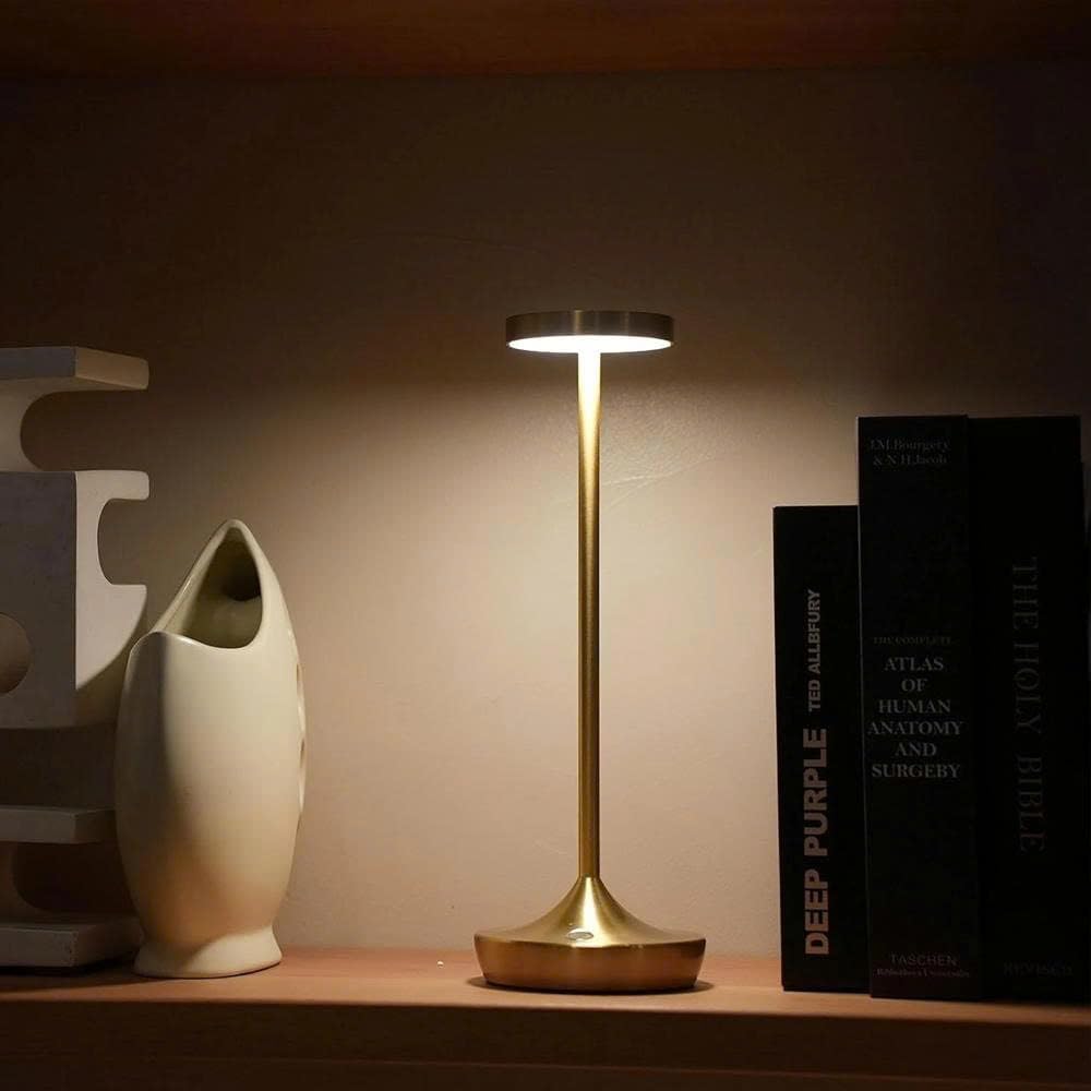 Rechargeable Table Lamp Cordless - 6000mAh Battery Operated LED Table Light - Portable Touch Dimmable Outdoor Waterproof Table Lamps for Patio Restaurant Dining (Gold)