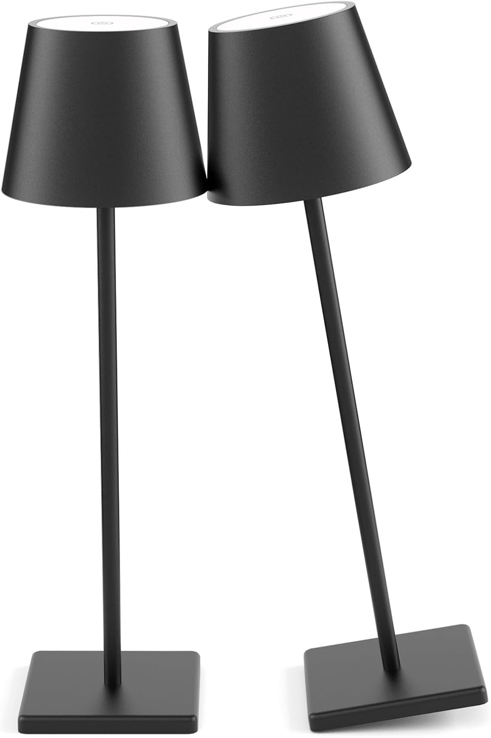 2-Pack LED Cordless Table Lamp, Rechargeable Battery Desk lamp 3W 5500mAh Battery Operated Stepless Dimming Modern Portable Table Light for Restaurant/Dinner/Bedroom/Outdoor IP54 Waterproof (Black)