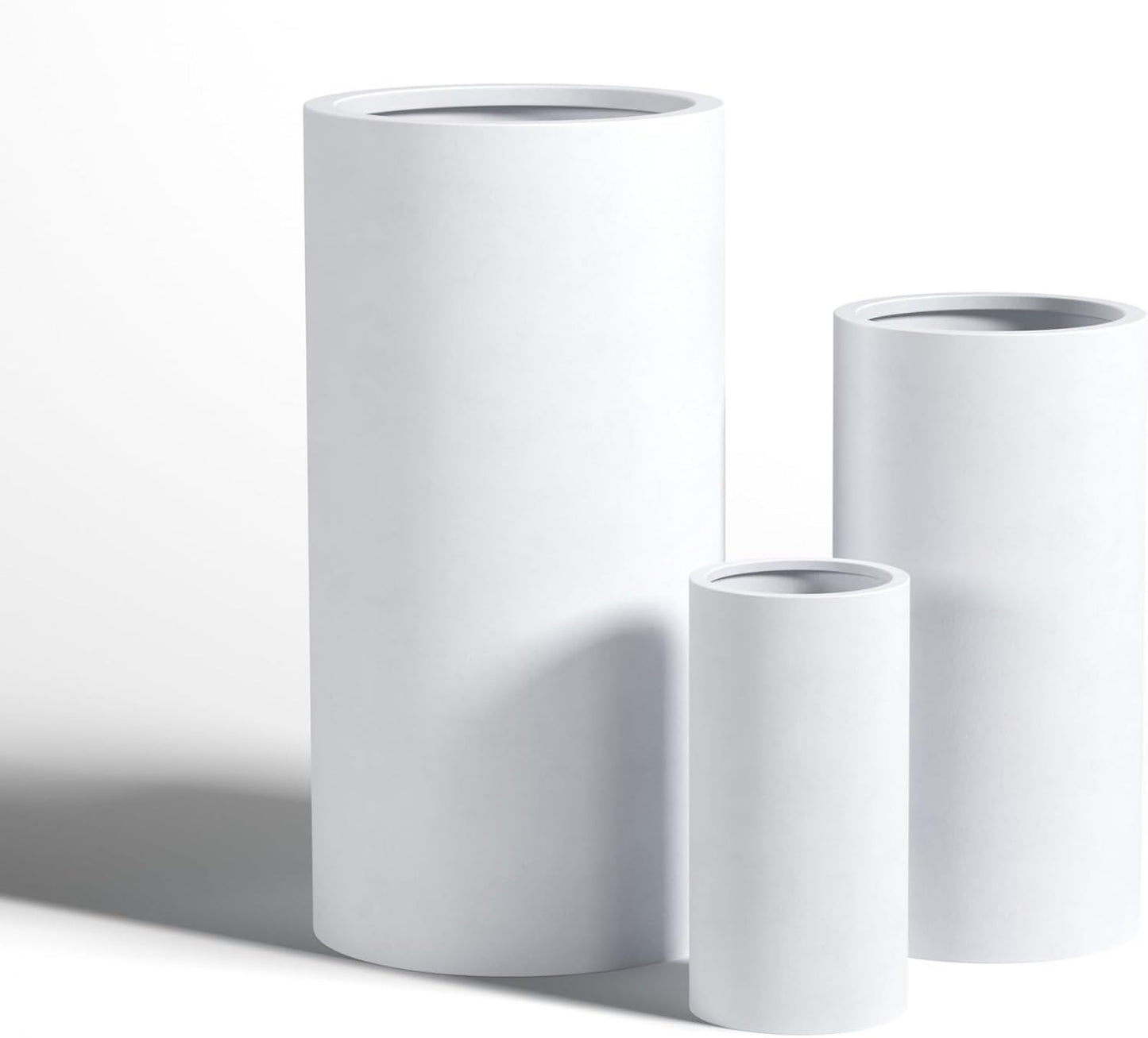 DTY Signature Mount Oxford Tall Outdoor Planter - Large White 31.5 Inch Height Modern Tall Planter Pot for Indoor & Outdoor Spaces - Stylish Planter for Contemporary Homes and Gardens