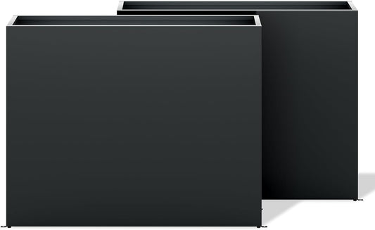 Set of 2 Outdoor Planters 38"W x 10.2"D x 30"H- Tall Rectangular Planters for Outdoor Patio/Porch, All-Weather with Anti-dumping Kit, Durable Galvanized Steel, Modern Design for Plants, Flower