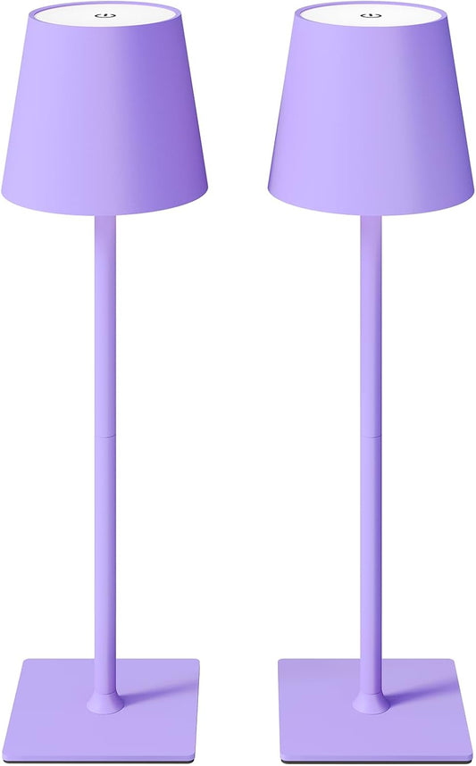 2 Pack Cordless Table Lamps, 3 Colors Stepless Dimming, 5000mAh Rechargeable Battery LED Desk Lamp for Bedroom/Couple Dinner/Desk/Cafe/Dining Room/Terrace
