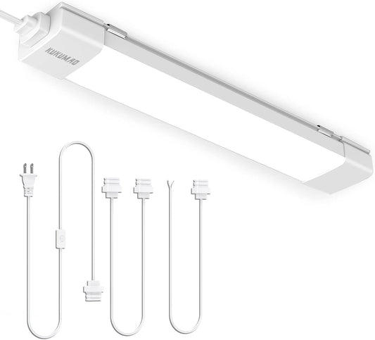 KUKUMAO LED Tube Light Fixture with Plug, 1.4FT 1800LM 5000K Closet Lights, Linkable Cabinet Light for Garage, Kitchen, Bathroom, Closet, Office
