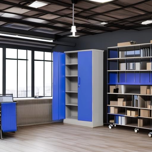 Yizosh Metal Garage Storage Cabinet with 2 Doors and 5 Adjustable Shelves - 71" Steel Lockable File Cabinet,Locking Tool Cabinets for Office,Home,Garage,Gym,School (Gray Blue)