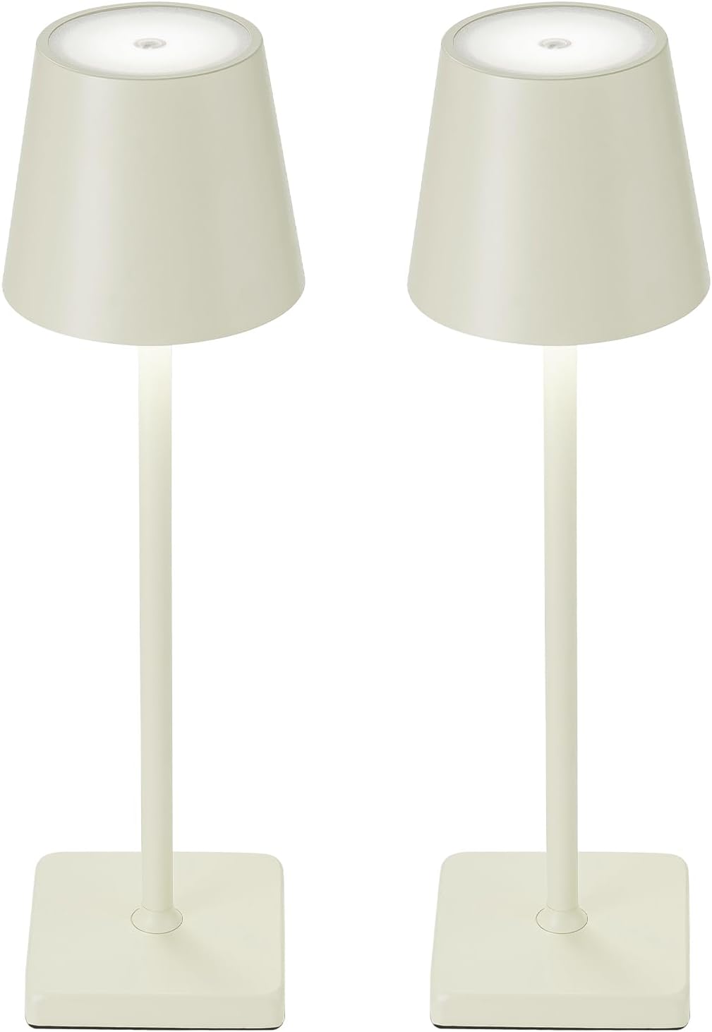 2 Pack Rechargeable Cordless Table Lamps, 5200mAh Battery Touch Table Light, Aluminum Shell Stepless Dimmable Portable LED Desk Lamp for Dinner/Restaurant/Outdoor Cream