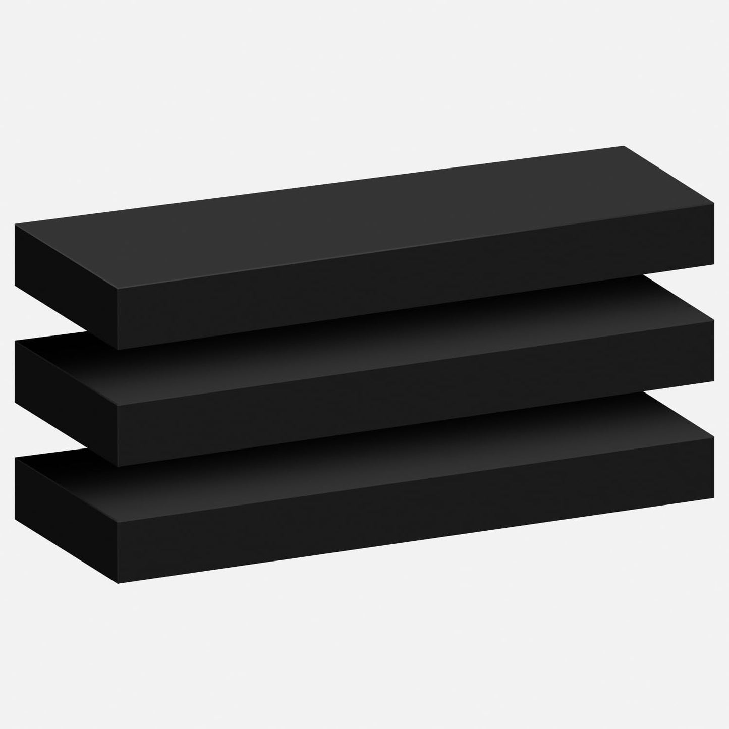 Homeforia Black Floating Shelf 18 inch, High End Solid Real Wood 18inch Bathroom Floating Shelves for Wall Mounted, Black Wooden 18in Floating Shelves, Heavy Duty Bracket, 18 X 6.5 X 1.75 in, Set of 3