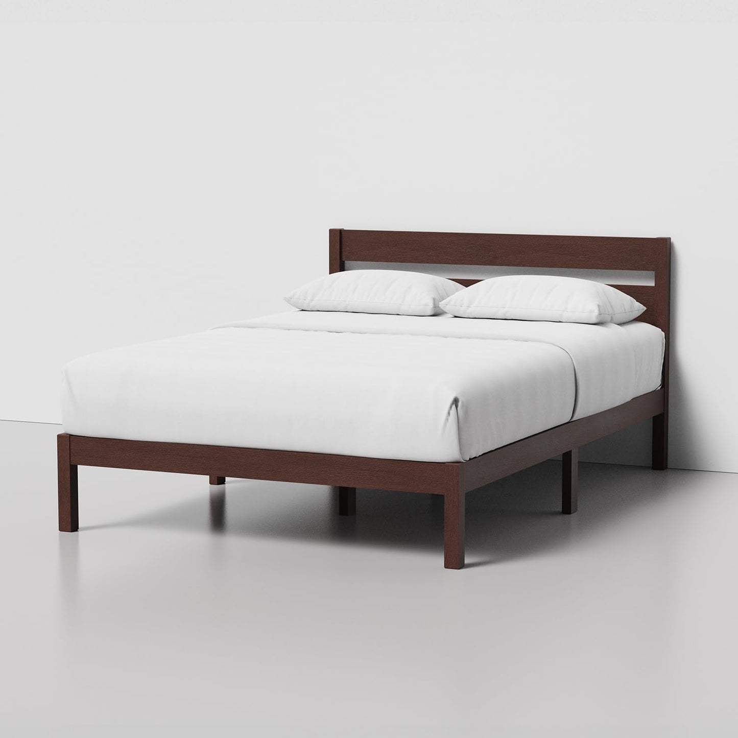 LIFEMENT Classic Wood Platform Bed Frame with Headboard, Essential, Noise Free, Under Bed Storage, No Box Spring Needed, Easy Assembly (Walnut, Full)