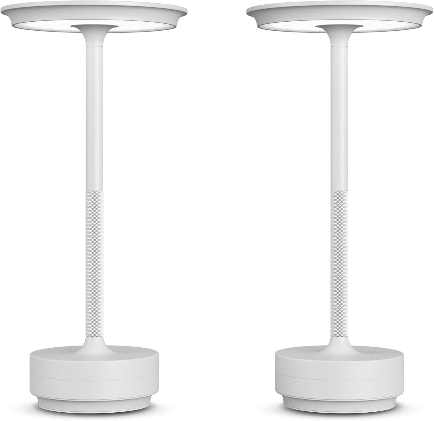 2 Pack Rechargeable Cordless Table Lamps, Portable 5000mAh LED Table Light, 3 Color Stepless Dimming Battery Powered Metal Table Lamp for Outdoo/Restaurant/Home/Patio.(Light Gray)