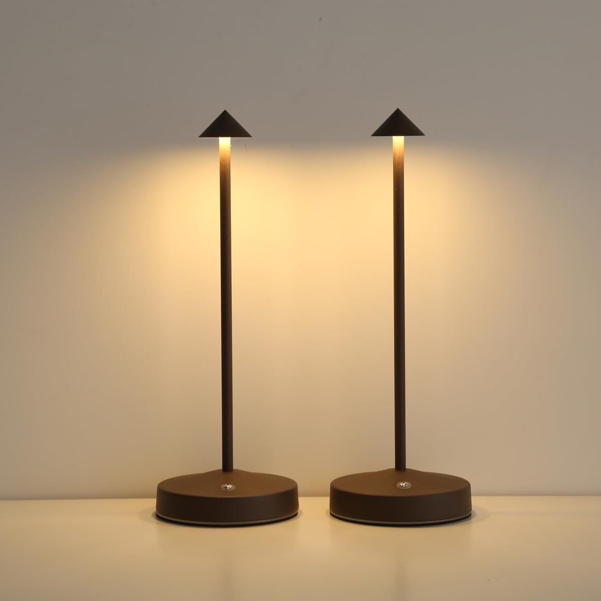 Rechargeable Cordless Lamps,3000mAh Battery Operated Table Lamp,Portable LED Touch 2 Levels Brightness Dimmable Bar Lamp,Battery Powered Lamps for Bars,Restaurant,Living Room(2 Pack,Rust)