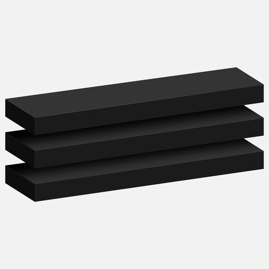 Homeforia Black Floating Shelves 24 inch, High End Solid Real Wood 24inch Bathroom Floating Shelf for Wall Mounted, Black Wooden 24in Floating Shelves, Heavy Duty Bracket, 24 X 6.5 X 1.75 in, Set of 2