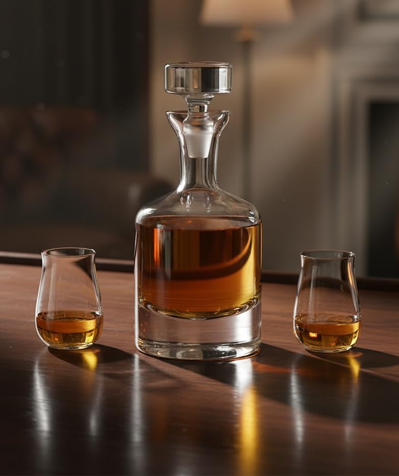 Ravenscroft Crystal | European-Made, Hand-blown Scotch Decanter Gift Set | 1 Decanter with Stopper & 4 Tumblers | 100% Lead-Free Crystal | Gift-Boxed
