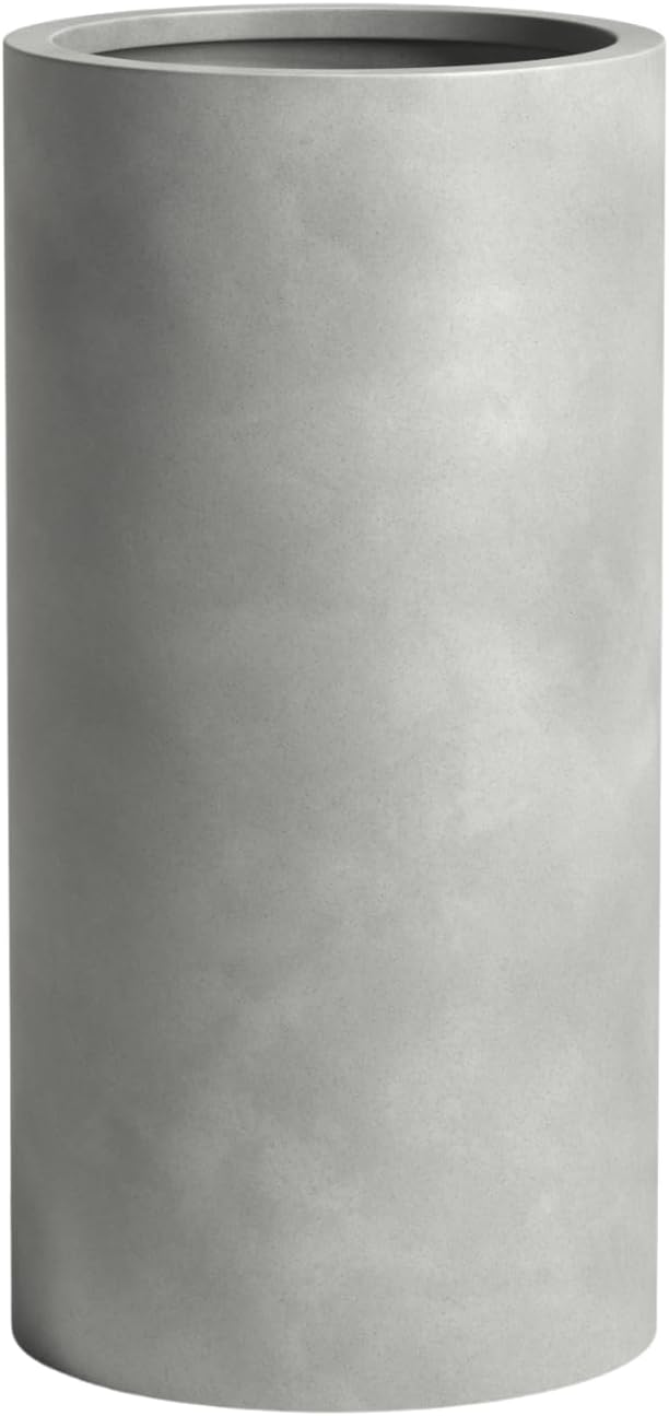 DTY Signature Mount Oxford Tall Outdoor Planter - Large Gray 31.5 Inch Height Modern Tall Planter Pot for Indoor & Outdoor Spaces - Stylish Planter for Contemporary Homes and Gardens