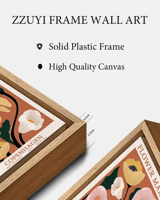 Zzuyi Botanical Decor Framed Wall Art, Vintage Floral Wall Art, Large Wall Decor for Living Room, Bed Room, Office - 24"x 32" Natural Framed
