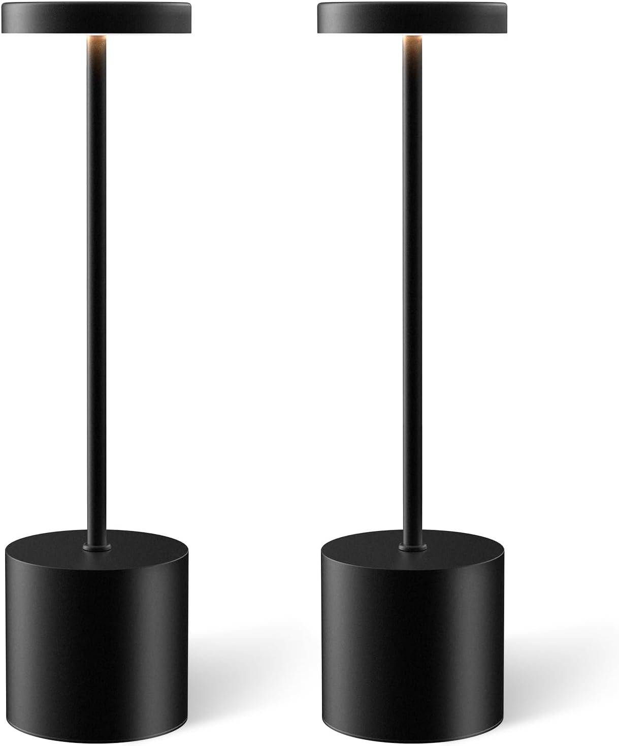 Cordless Table Lamp Set of 2, Rechargeable 5000mAh Battery Powered Outdoor Table Lamps, Portable LED Desk Lamp, 3 Color Dimmable Light for Restaurant, Patio, Bedroom, Bedside Night Lamp(Black)