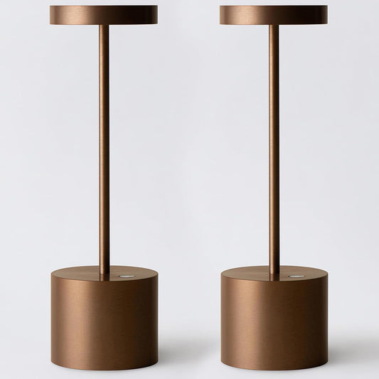 2 Pack Cordless Rechargeable Table Lamp, 3 Color Temperature & Dimmable, IP54 Waterproof Battery Operated Portable LED Light for Outdoor, Patio, Restaurant, Bedside, Shower (Mocha)