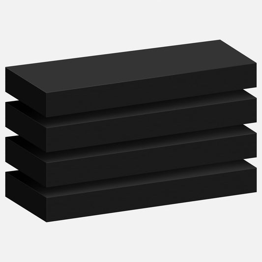 Homeforia 16 inch Black Floating Shelves, High End Solid Real Wood 16inch Bathroom Floating Shelves for Wall Mounted, 16in Wooden Small Floating Shelf, Heavy Duty Bracket, 16 X 6.5 X 1.75 in, Set of 4