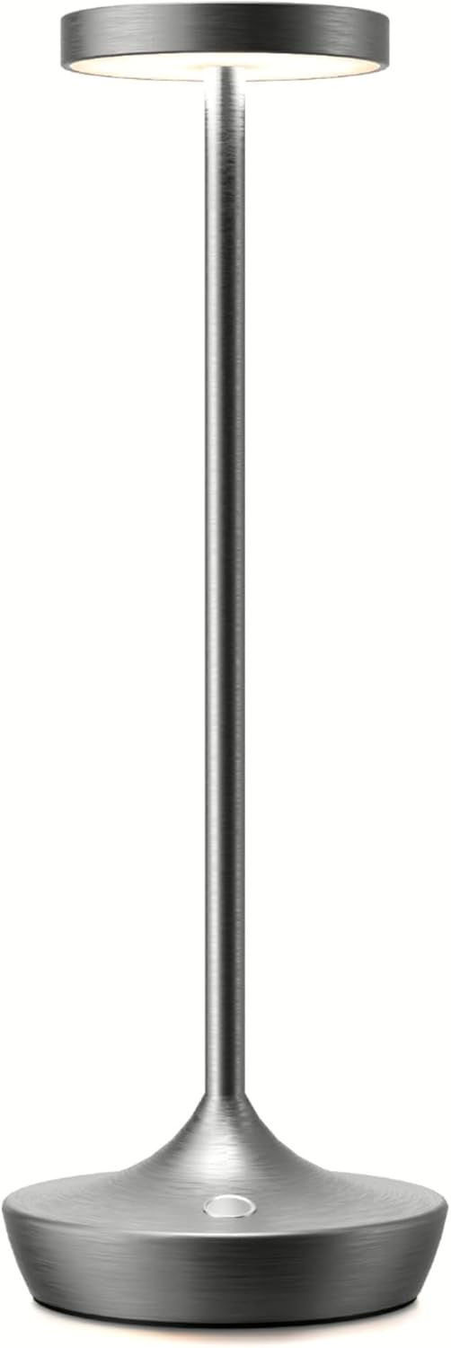 Cordless Table Lamp Outdoor - Rechargeable 6000mAh Battery Operated Table Light - LED Portable Touch Dimmable Waterproof Table Lamps for Patio Restaurant Dining (Grey)