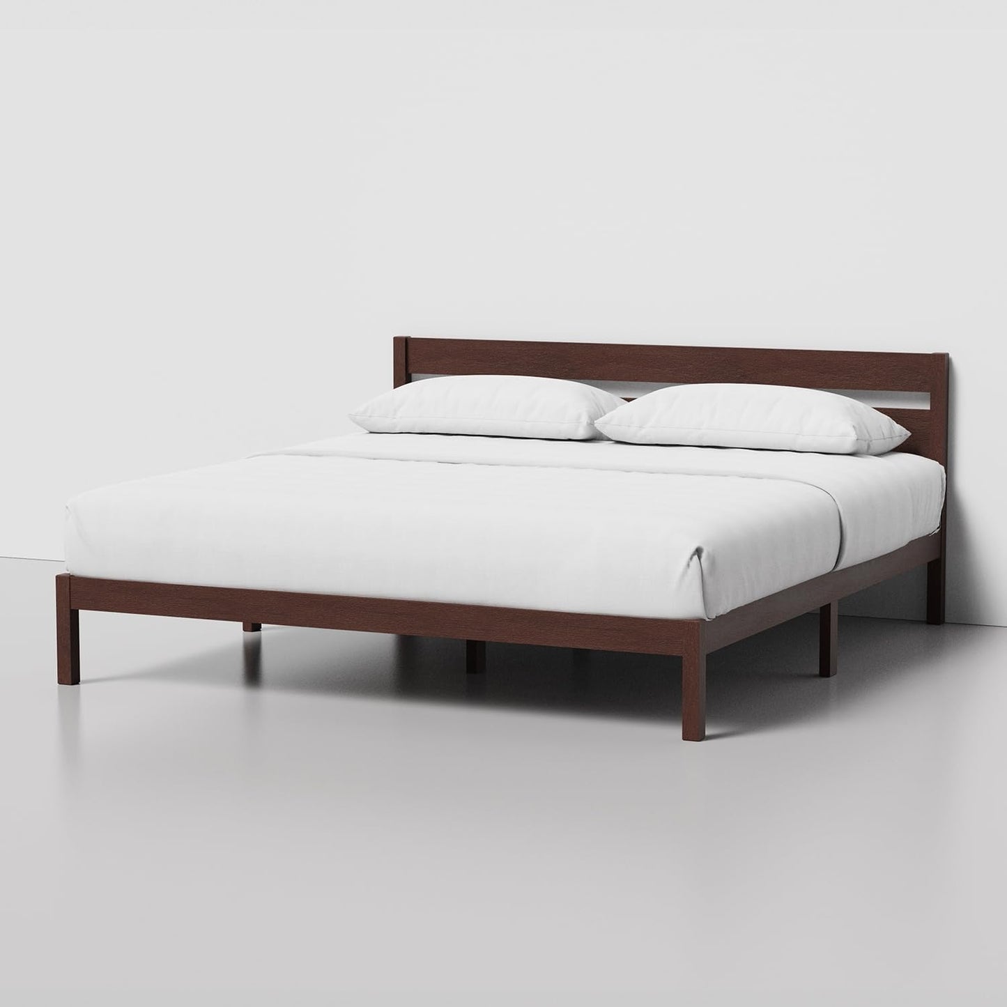 LIFEMENT Classic Wood Platform Bed Frame with Headboard, Essential, Noise Free, Under Bed Storage, No Box Spring Needed, Easy Assembly (Walnut, King (U.S. Standard))