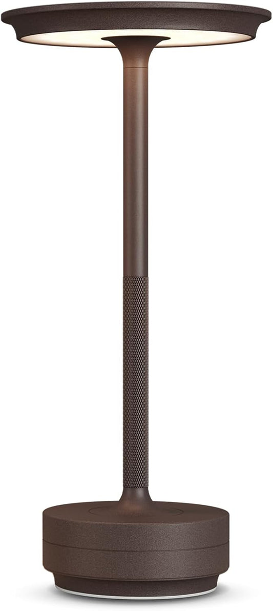 Rechargeable Cordless Table Lamps,Portable 5000mAh Table Light Touch 3 Color Stepless Dimming Battery Powered LED Metal Table Lamp for Restaurant/Home/Outdoor/Camping.(Rust)