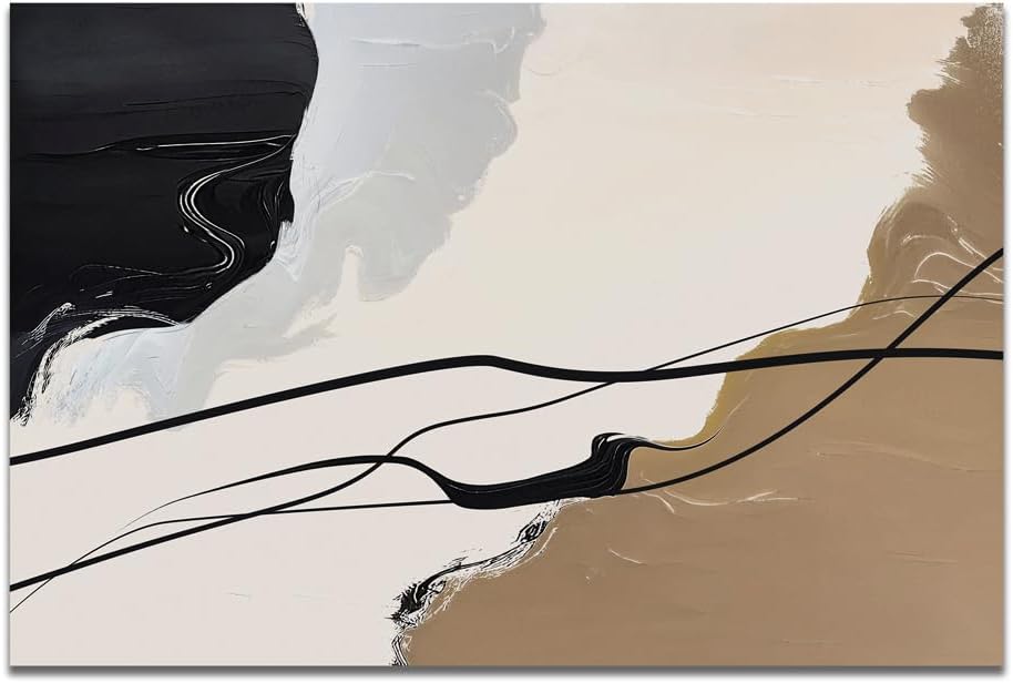 Abstract Wall Art Canvas Decor Large Abstract Art Paintings for Living Room Brown and Grey Fantasy Graffiti Pictures for Home Bedroom Kitchen Decorations (32x48inches)