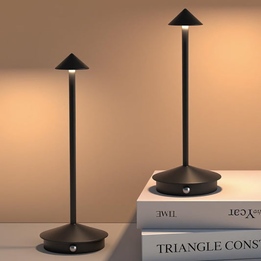 2 Pack LED Rechargeable Cordless Table Lamps,Portable Outdoor 5000mAh Battery Operated Table Light Touch Control 3 Color Dimmable for Patio/Cofee/Restaurant/Camping/Dining/Bedroom-Black