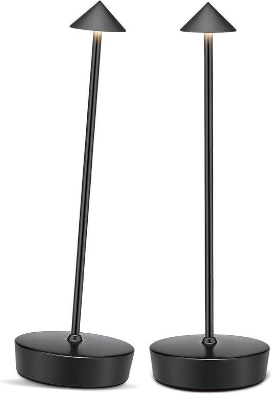 Cordless Led Table Desk Lamp 2 Pack, 7000mAh Battery Outdoor Table Light Waterproof for Restaurant Patio Camping Home Decor, USB-A Output, Brightness Memory, Dimmable