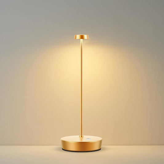 Cordless LED Table Lamp，Rechargeable Battery Desk Lamps, 3 Color Stepless Dimmable Metal Battery Table Lamps, Portable Table Light for Indoor/Outdoor/Restaurants/Bedroom/Bar