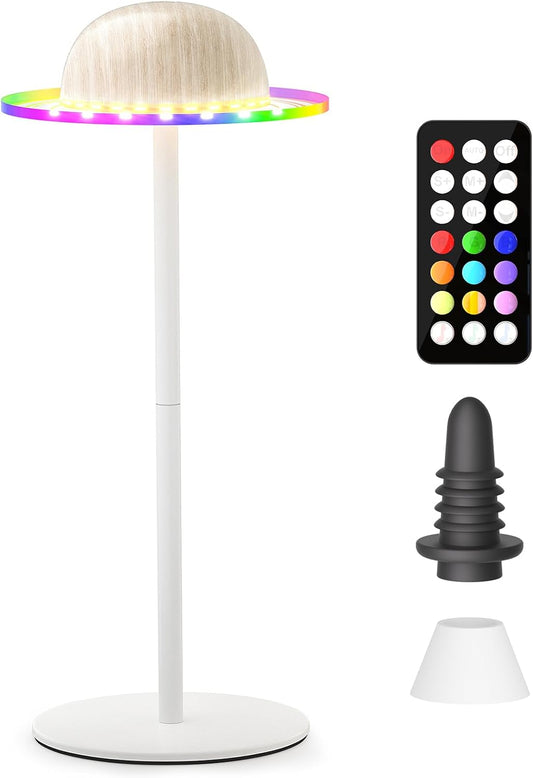 Nreonrick RGB Table Lamp,Wireless Bottle Lamp, Dimmable Color Changing Desk Lamp, Music Sync Bedside Lamp with Remote and Touch Control for Bedroom,Bar,Halloween Decor (1 Pack)